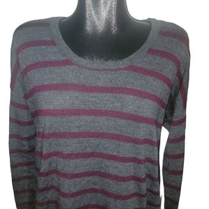 Max Studio Grey and Purple Merino Wool Sweater